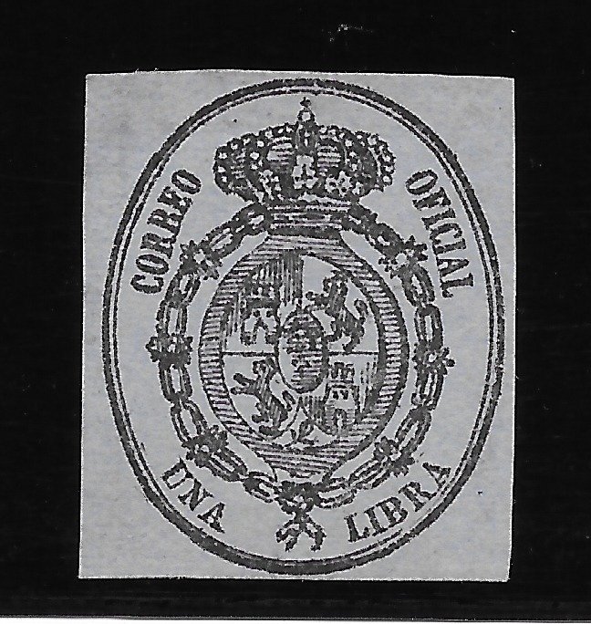 Kuba 1858 - 1 libra, lithographed, from Havana, really rare as mint - edifil 9