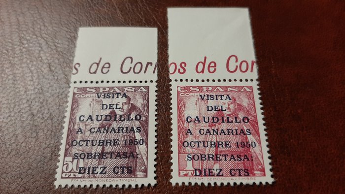 Spanje 1950 - ‘Visita del Caudillo a Canarias’ (Visit of Franco to the Canary Islands), first issue. Comex - Edifil 1083A/1083B