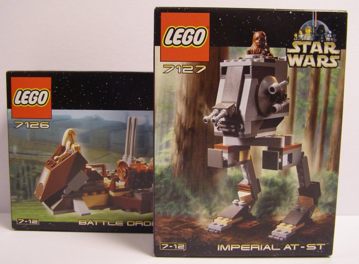 Lego - Star Wars - Episode I + VI - 7126 + 7127 - Battle Droid Carrier + Imperial AT-ST - 2000-present