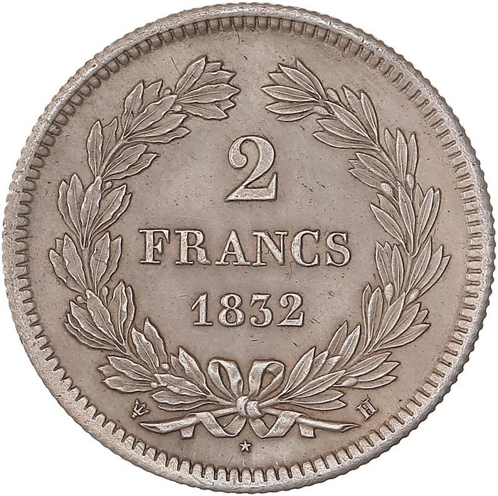 Frankrijk. Louis Philippe I (1830-1848). 2 Francs 1832-H, La Rochelle
