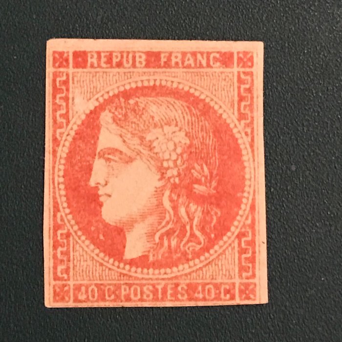 France 1870 - 40 cent Bordeaux in shade Rouge-sang Claire - signed - Yvert 48d
