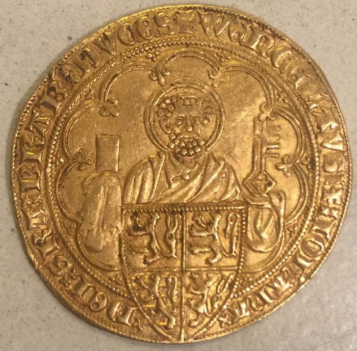 Pays-Bas, Brabant (Duché de), Leuven / Louvain mint. Johanna en Wenceslaus. Pieter d'or / Gouden Pieter 1375-1381