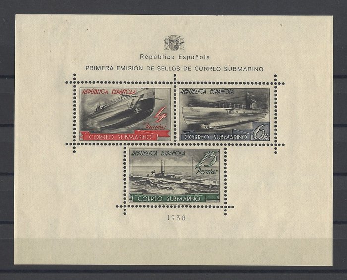 Espagne 1938 - Submarine miniature sheet - Edifil nº 781