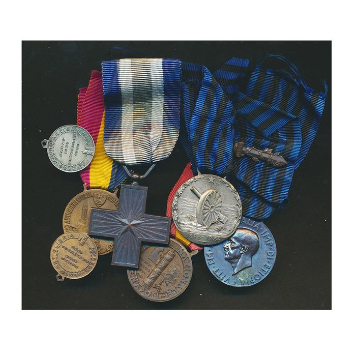 Italia - GUERRA DE ÁFRICA 1936 - seis medallas de un artillero - de Fiume a la AOI - a la realización