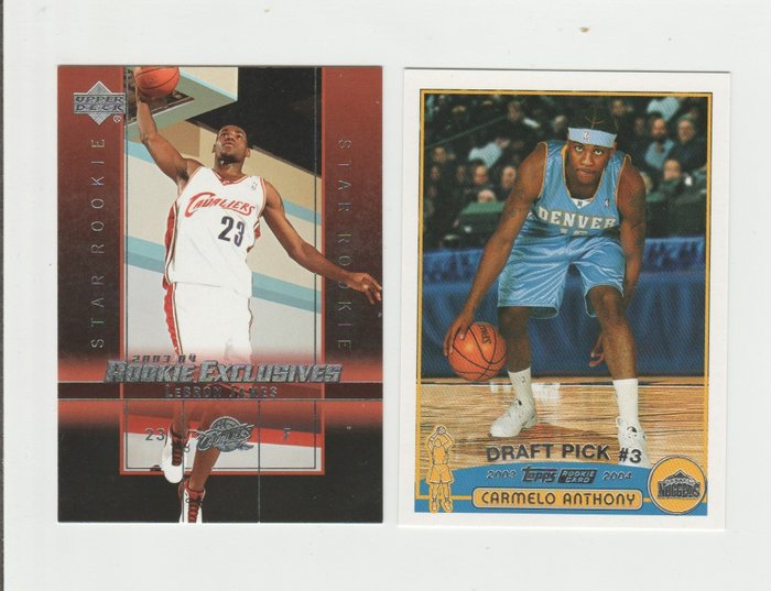 2003/04 TOPPS, Upper Deck - LeBron James & Carmelo Anthony (lot of 2 rookie cards)