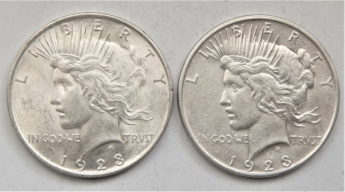 États-Unis. Dollars "Peace" 1923 (Philadelphia) + 1923-D (Denver) (2 pieces)