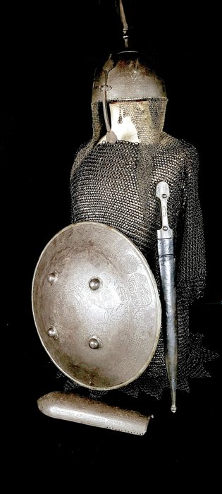 Turchia - set di armature per giannizzeri ottomani incluso: scudo di protezione della cotta di maglia del