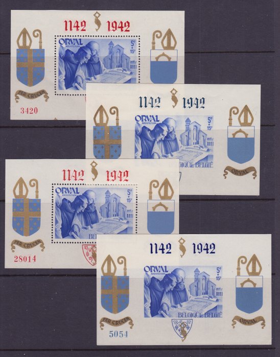 Belgien 1942 - Orval blocks - OBP : BL 18/21 (1x postfris en 1x gestempeld)