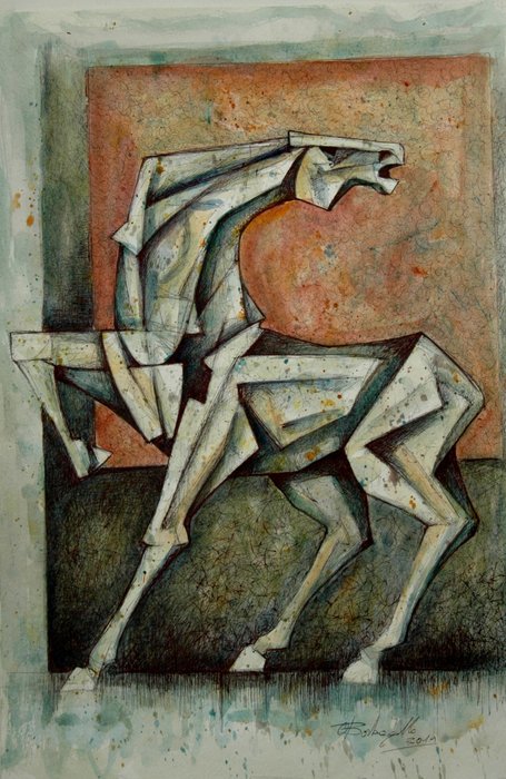 Orazio Barbagallo - Schilderij, Paard - Modern