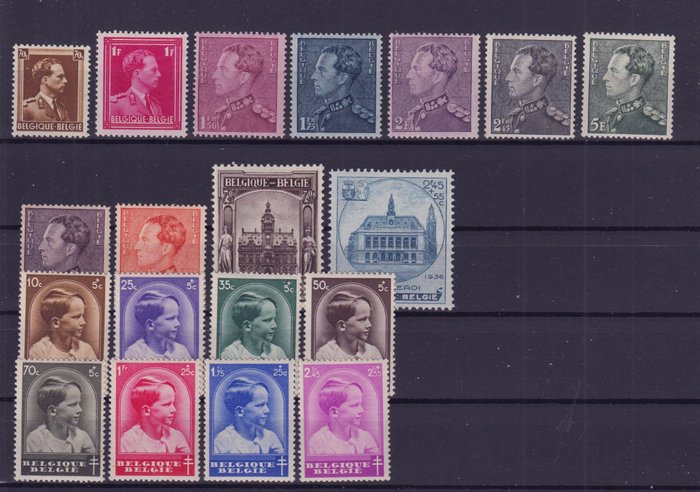 Belgien 1936 - helår 1936 - OBP : 427/445 + BL 5A/6A (conforme afmetingen)