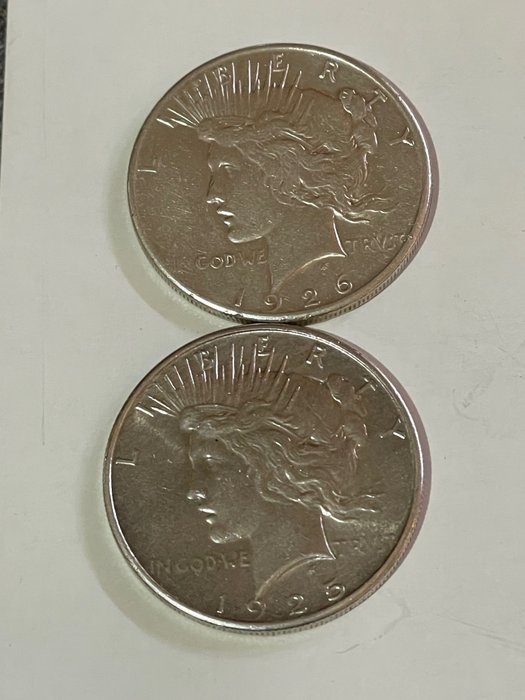 États-Unis. Peace Dollar 1925-1926-S (2 pieces)