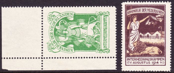 Netherlands 1916 - Internment camp stamps - NVPH IN1 + IN2