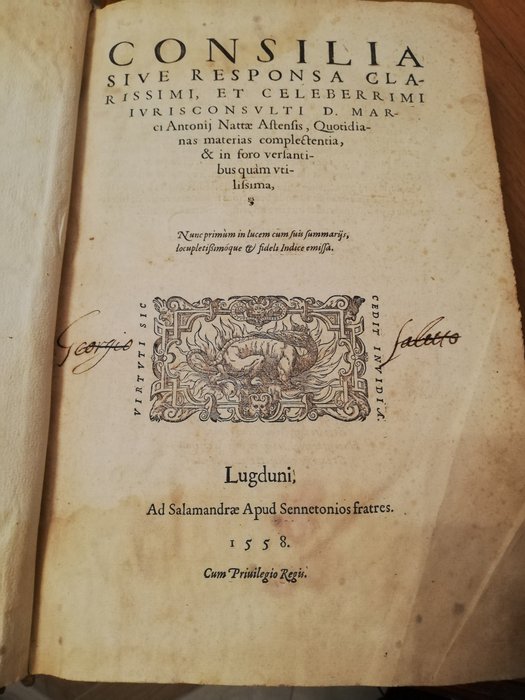 Marco Antonio Natta - Consilia sive responsa clarissimi et celeberrimi - 1558