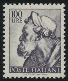 République d'Italie 1961 - 100 lire Michelangelo with variety without watermark - 100 pieces known - rare