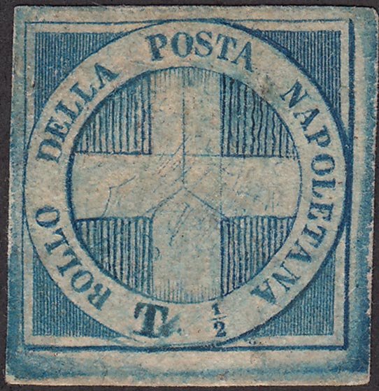 Anciens états italiens - Naples 1860 - Luogotenenza 1/2 tornese azzurro - Sassone N. 16