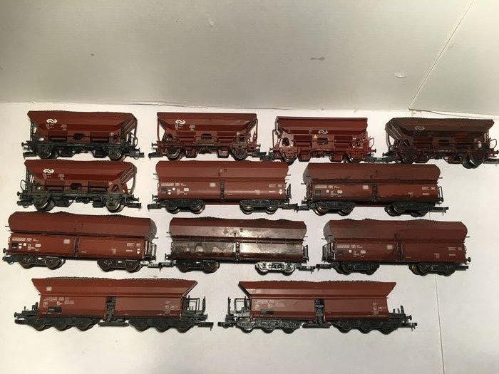 Roco H0 - Freight carriage - 12 different coal cars - DB, NS