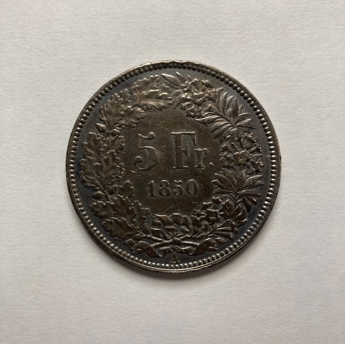 Schweiz. 5 Francs 1850 'Seated Helvetia'