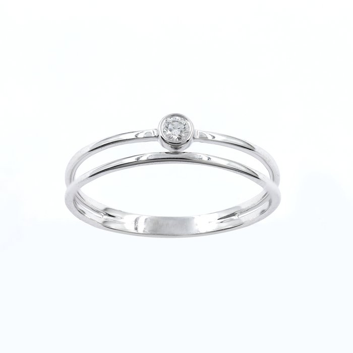 Nincs minimálár - Gyűrű - 18 kt. Fehér arany -  0.07 tw. Gyémánt  (Természetes) 