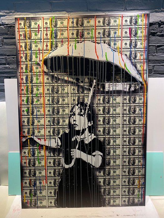 Image 2 of AmsterdamArts - Banksy x American Dollar rain drip painting