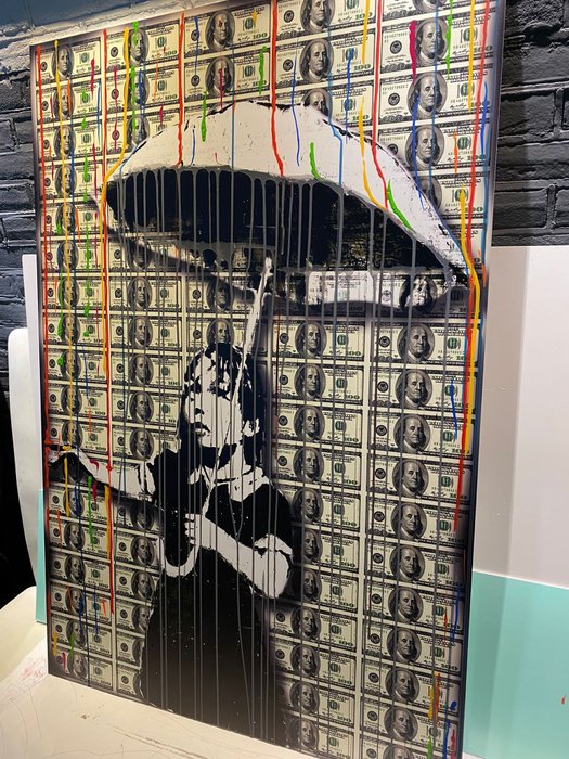 Image 3 of AmsterdamArts - Banksy x American Dollar rain drip painting