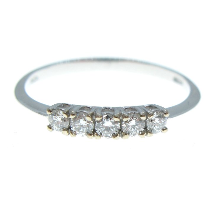 Preview of the first image of No Reserve Price - 18 kt. White gold - Ring - 0.15 ct - Diamonds.