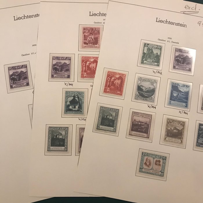 Liechtenstein 1930 - Landschaften und Königspaar mit unterschiedlicher Perforation - Michel 95/107
