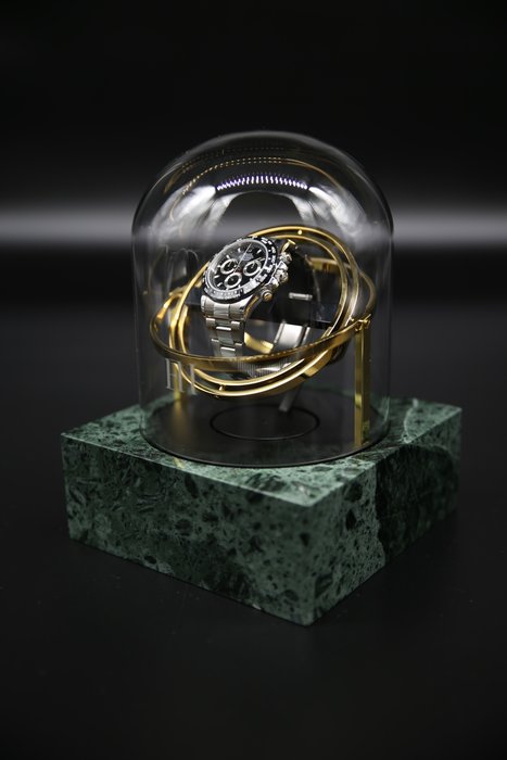 Marble Watch Winder - Limited Edition xxx/287 - Gold/Green Marble The Voyager 1 by Elbrus Horology -