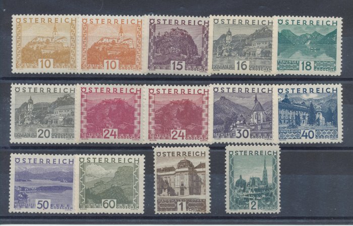 奥地利 1929 - 风景图像，大格式