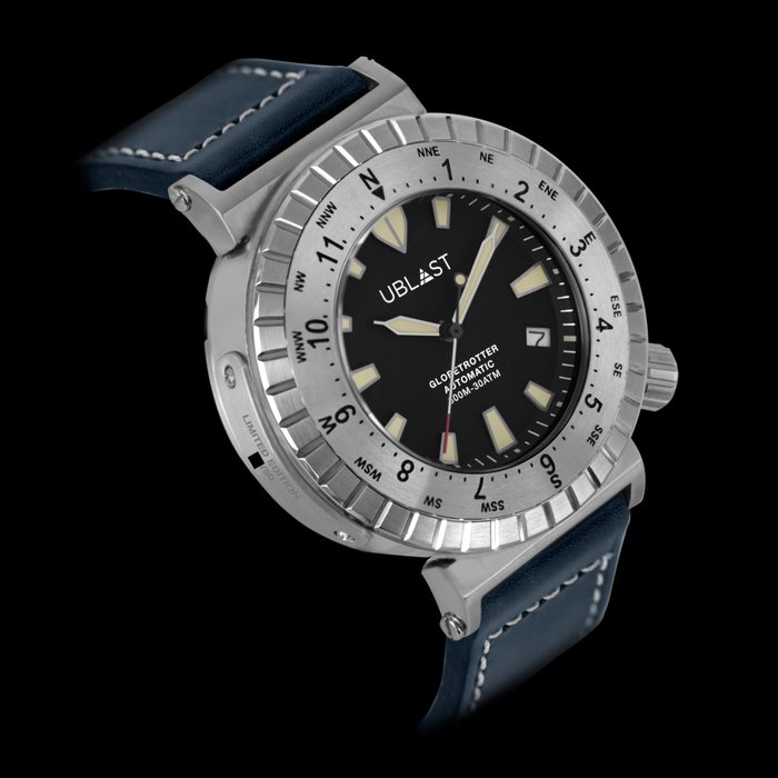 Preview of the first image of Ublast - Globetrotter - Limited Edition - UBGT46BK/BU - Automatic - 30 ATM - Men - New.