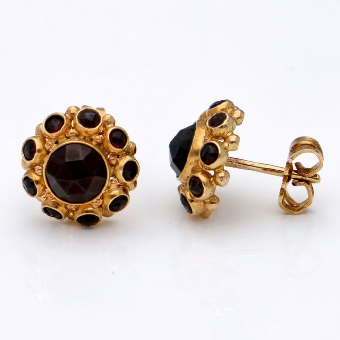 14 kt. Gold - Earrings Garnet - Catawiki