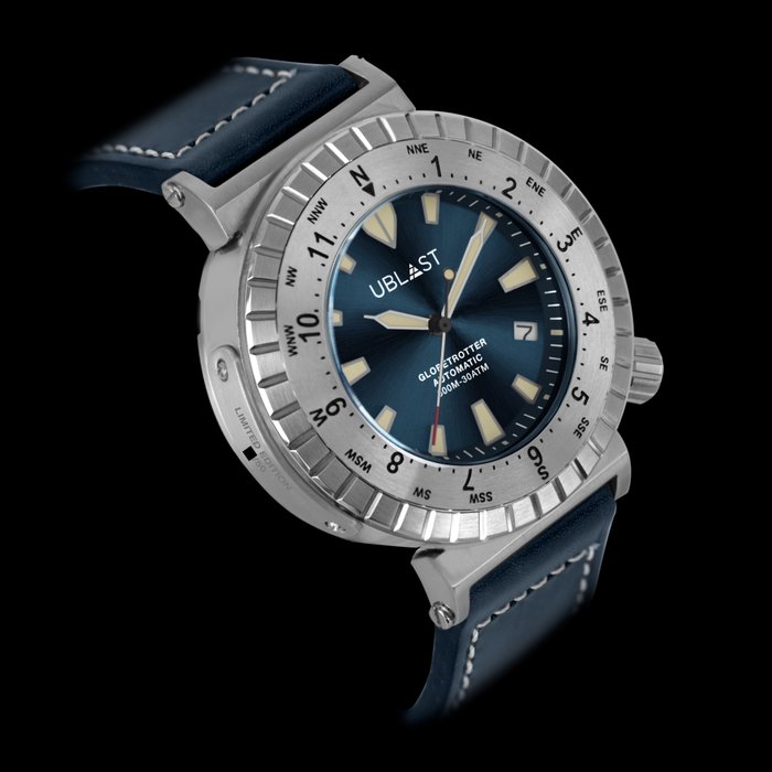 Preview of the first image of Ublast - " NO RESERVE PRICE " Globetrotter - Limited Edition - UBGT46BU - Automatic - 30 ATM - Men.