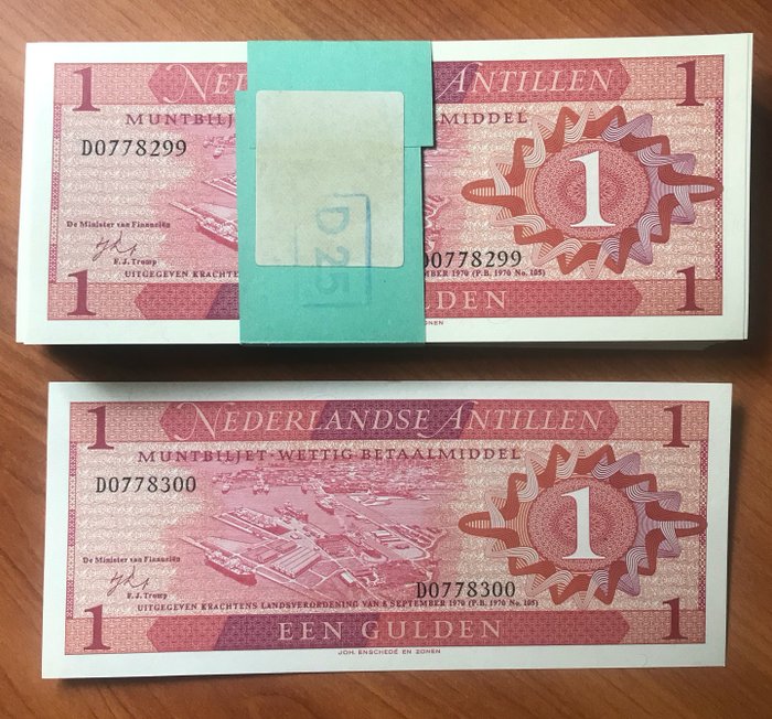 Netherlands Antilles - 100 x 1 Gulden 1970 - Pick 20 - Original bundle