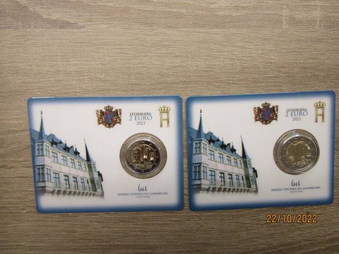 Luxemburg. 2 Euro 2022 "Vlag" + "Huwelijk" (2 coincards)  (Fără preț de rezervă)