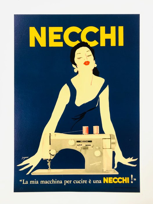 Jeanne Grignani - Necchi - "La mia macchina per cucire è una Necchi!" (linen backed on canvas) - 1980-luku