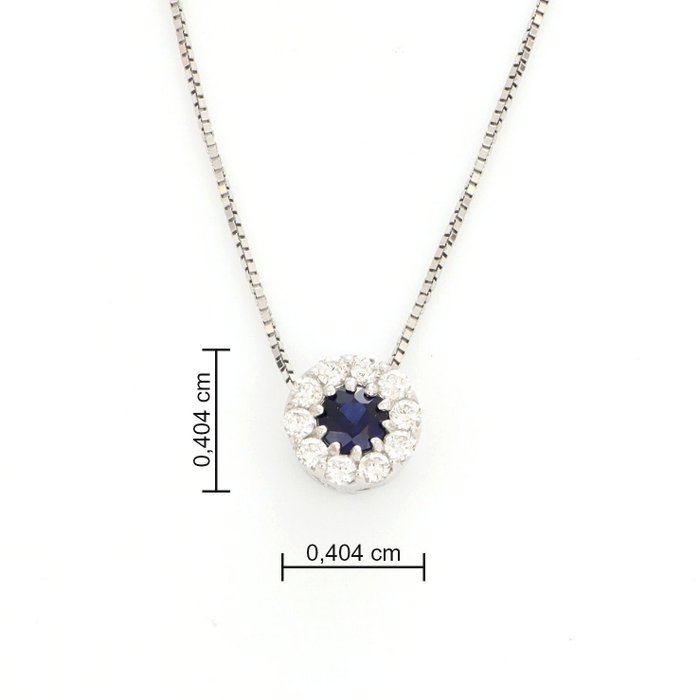 Image 3 of No Reserve Price - 18 kt. White gold - Necklace with pendant - 0.07 ct Diamond - Sapphires