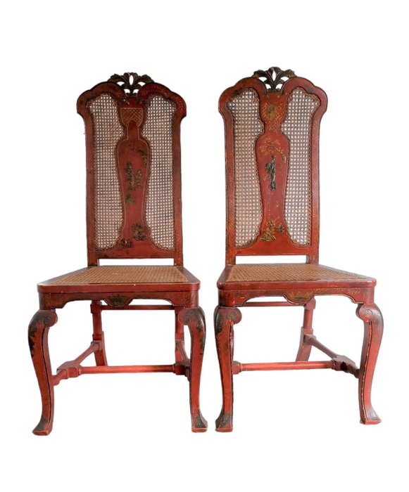 Preview of the first image of Chinoiserie chairs (2) - Wood - 19th century.