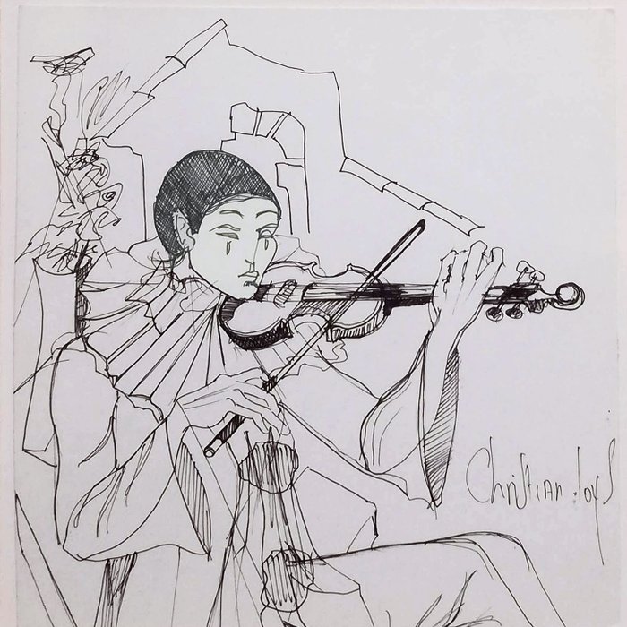 Preview of the first image of Christian Loys (1941) - Arlequin au violon.