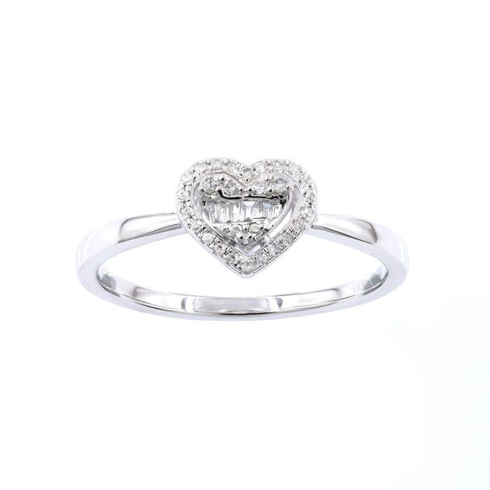 No Reserve Price - Ring - 14 kt. White gold -  0.14 tw. Diamond  (Natural) 
