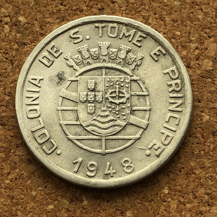 São Tomé and Príncipe (Portuguese territory). Republic. 1 Escudo 1948. Rara neste estado