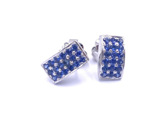 Preview of the first image of Vasari - 18 kt. White gold - Earrings - 1.48 ct Sapphire.
