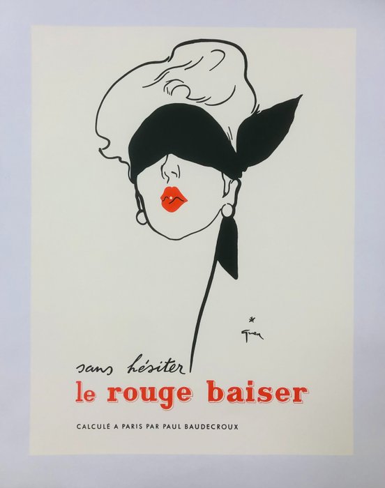 René Gruau - Le Rouge Baiser (linen backed on canvas) - Années 1970
