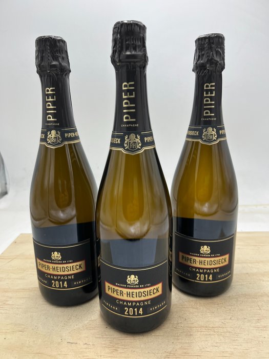 2014 Piper Heidsieck, Vintage - Champagne Brut - 3 Flasker (0,75 L)