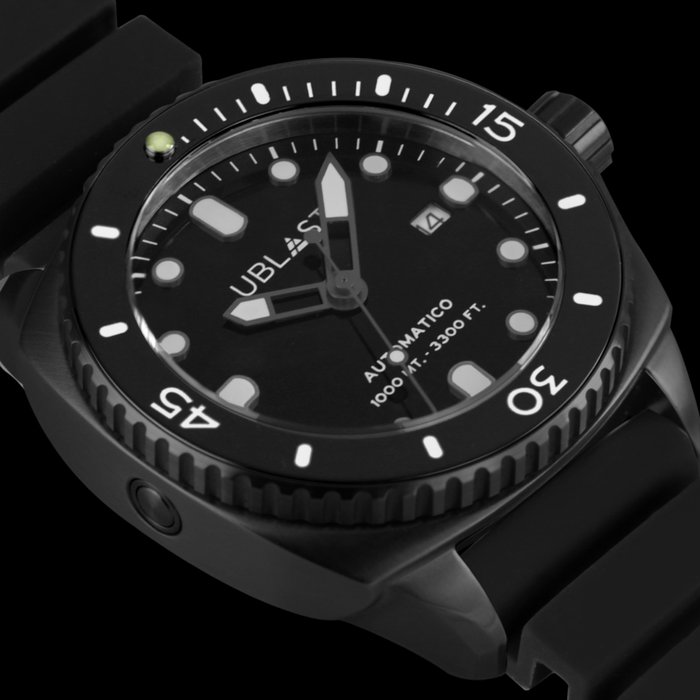 Image 2 of Ublast - SeaStrong All Black Rubber Strap - UBSS46CBW - Sub 100 ATM - Men - New