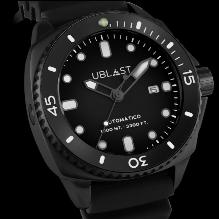 Ublast® - SeaStrong All Black Rubber Strap - UBSS46CBW - Sub 100 ATM - Hombre - Nuevo