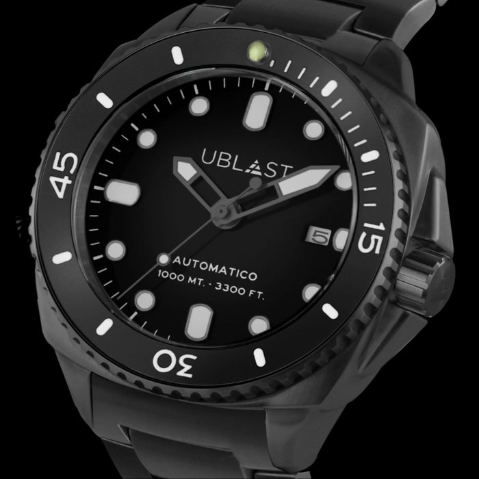 Preview of the first image of Ublast - " NO RESERVE PRICE " SeaStrong All Black Steel - UBSS46SBW - Sub 100 ATM - Men - New.