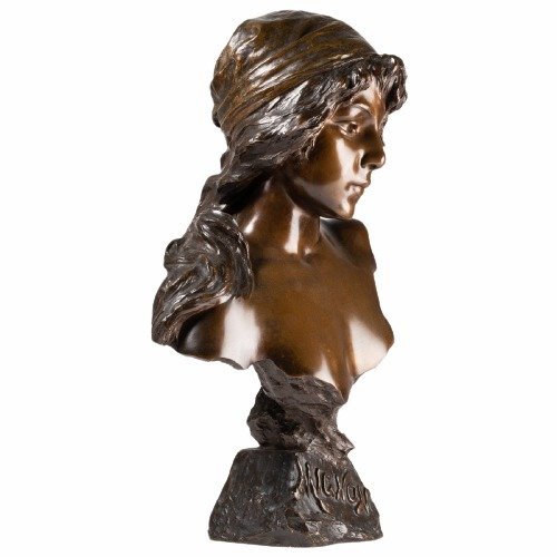 Image 1 of Emmanuel Villanis - LU - Salon 1896 - Art Nouveau bronze sculpture 'Mignon'