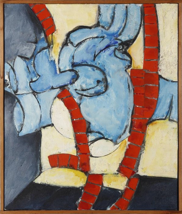 Image 2 of Allan Schmidt (1923-1989) - Objet bleu avec des bandes rouges