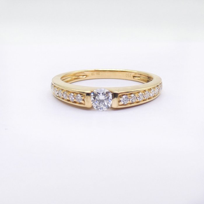 Preview of the first image of 18 kt. Yellow gold - Ring - 0.18 ct Diamond - Diamonds.
