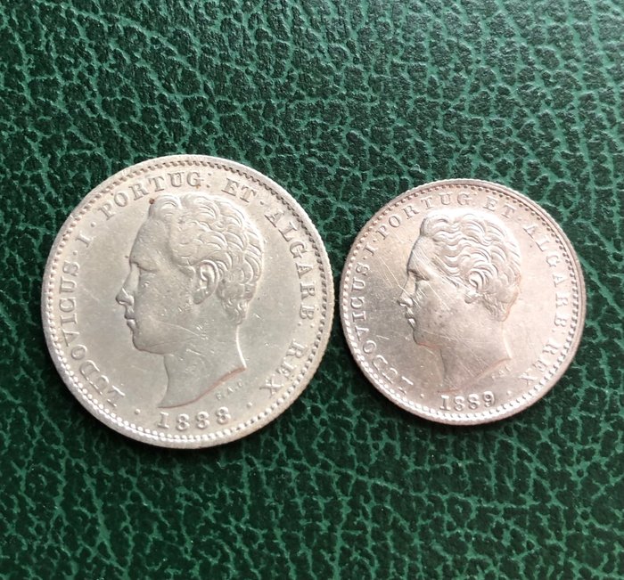 Portugal. D. Luís I (1861-1889). 200 Reis 1888 & 100 Reis 1889 (2 moedas)