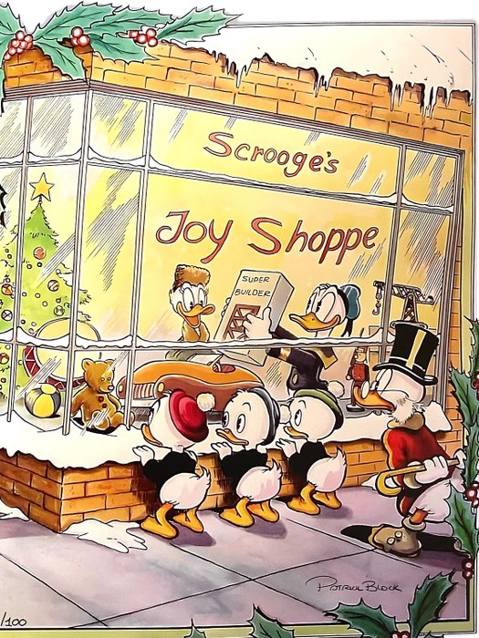 Uncle Scrooge XX/100 - Scrooge's Joy Shoppe - Signed by Pat Block - 30 x 42 cm - 1 Kunstafdruk - 2022